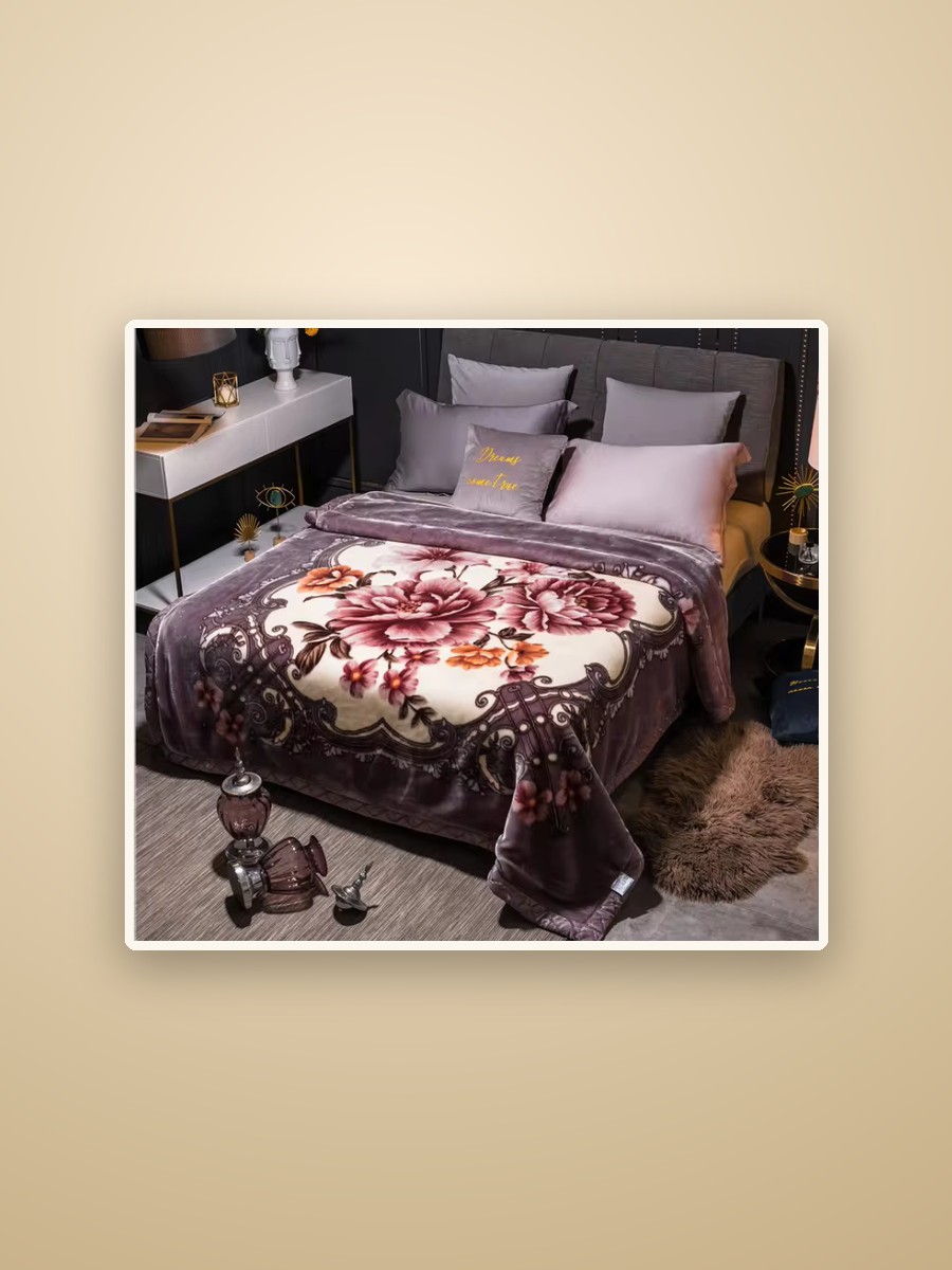 Floral raschel blanket